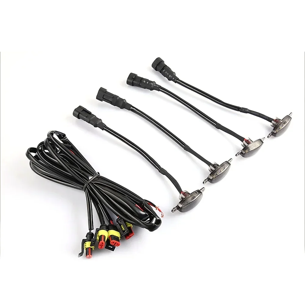 4Pcs/set Universal Car LED Grille Light Yellow Amber Lights Wire Harness Daytime Running Grill Light Fog Lamp