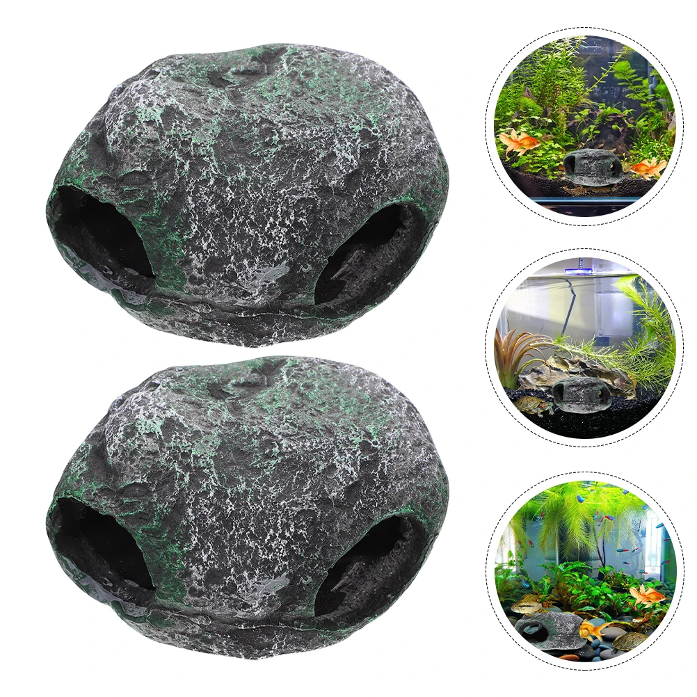 

2pcs Resin Caves Decor Decorative Household Aquarium Desktop Cave Decor Aquarium Cave Lizard Tank Accessories Resin Fish Caves