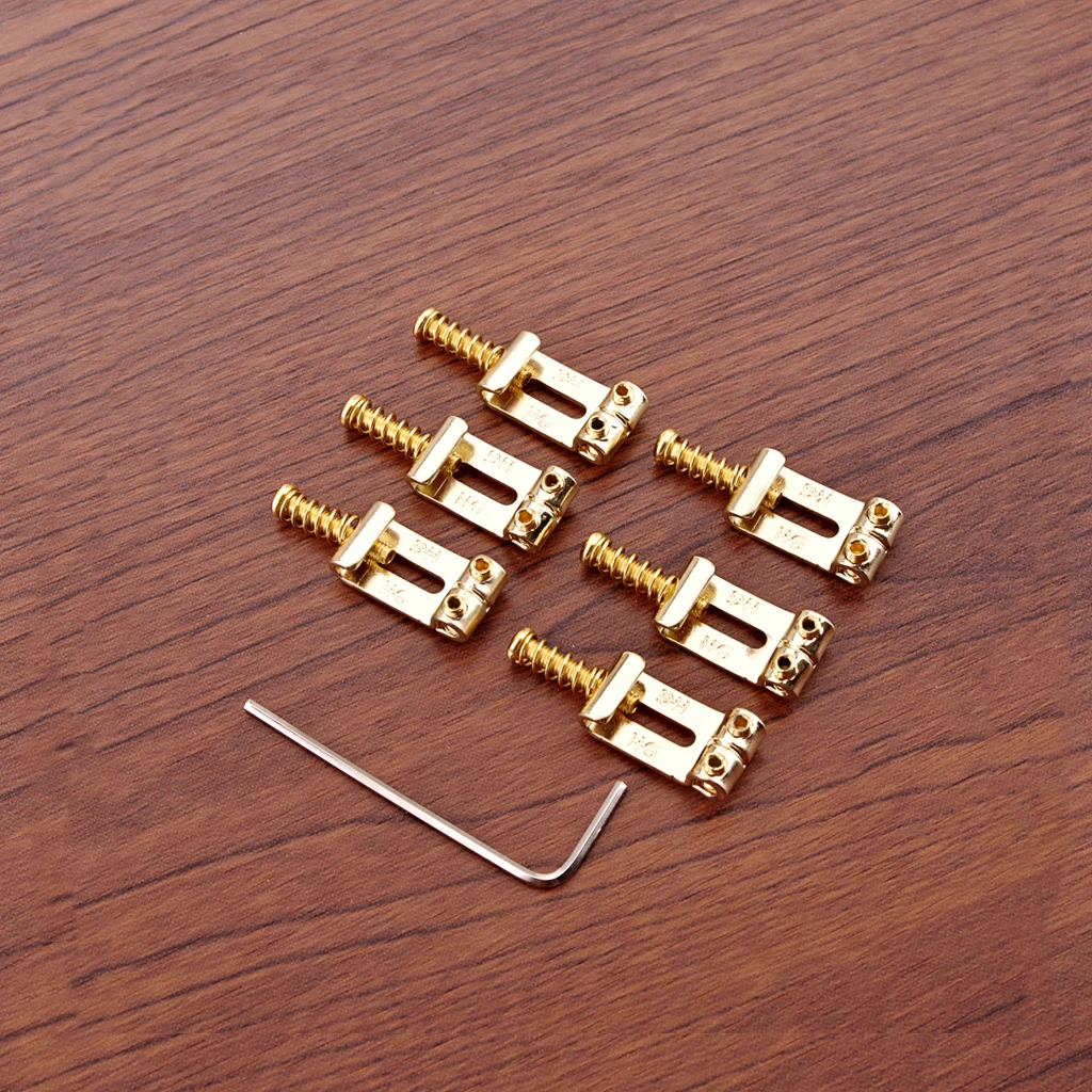 6 Pcs Guitar Saddle Bridge Set with Wrench - Easy Install Hardtail Saddles Replacement for Electric Guitar Accessories Kit