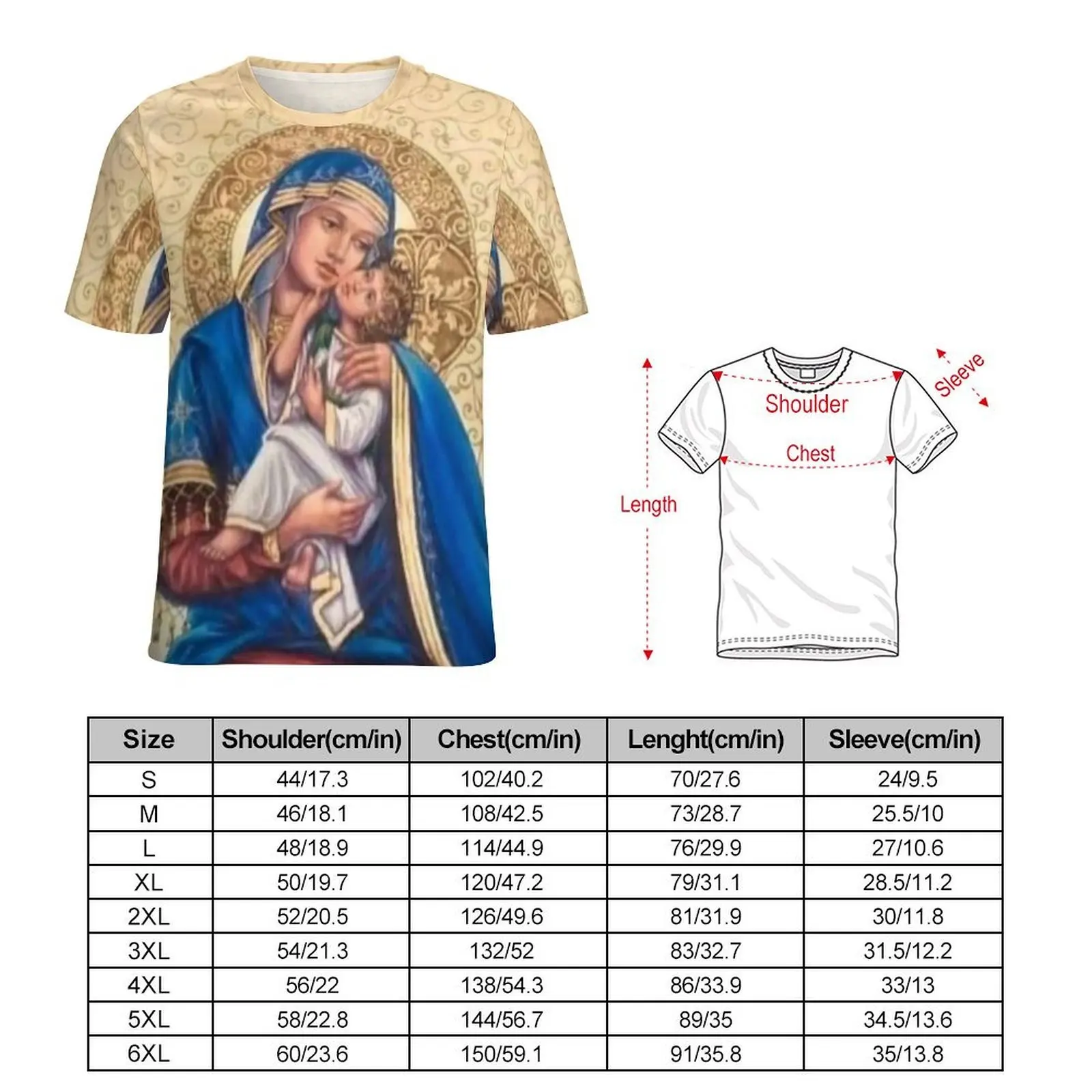 Mens Virgin Mary Print T Shirt Mother of God Fashion T-Shirts Short Sleeves Graphic Tshirt Dropshipping Summer Oversized Clothes