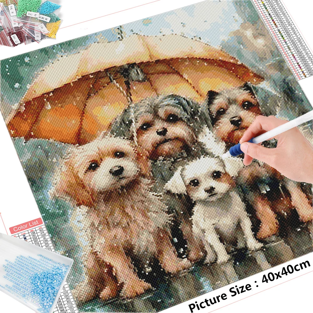 HUACAN Diamond Mosaic Dog Full Square Round Painting Animal Embroidery Bird Cat New Arrival Creative Hobbies House Decor