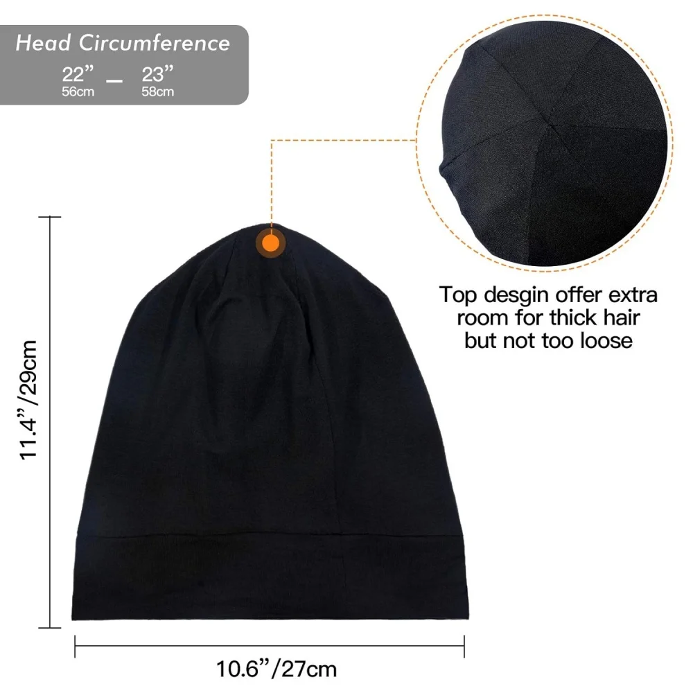 Silky Satin Lined Bonnet Sleep Cap Adjustable Stay On All Night Hair Wrap Cover Slouchy Beanie Curly Protection Silk Hair Bonnet