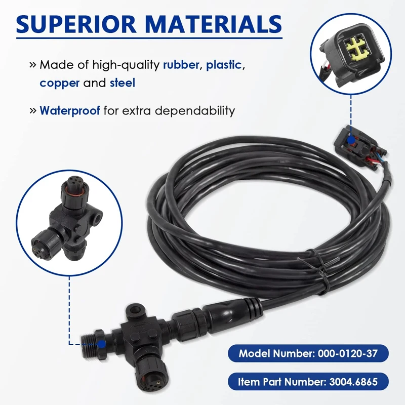 Engine Interface Cable with T-Connector (4.5m/15ft) for Yamaha 2006 & Newer Outboard Engine Replace for 000-0120-37, 3004.6865