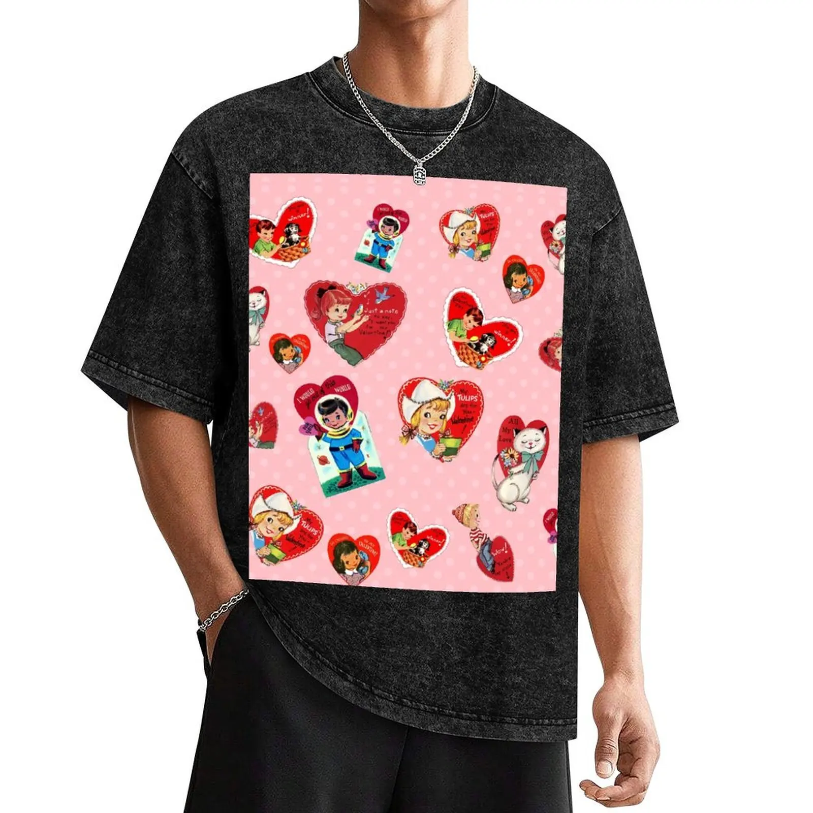 

Vintage Valentine Pattern T-Shirt cheap stuff oversize t-shirts man vintage t shirts T-shirts oversize black t shirts for men