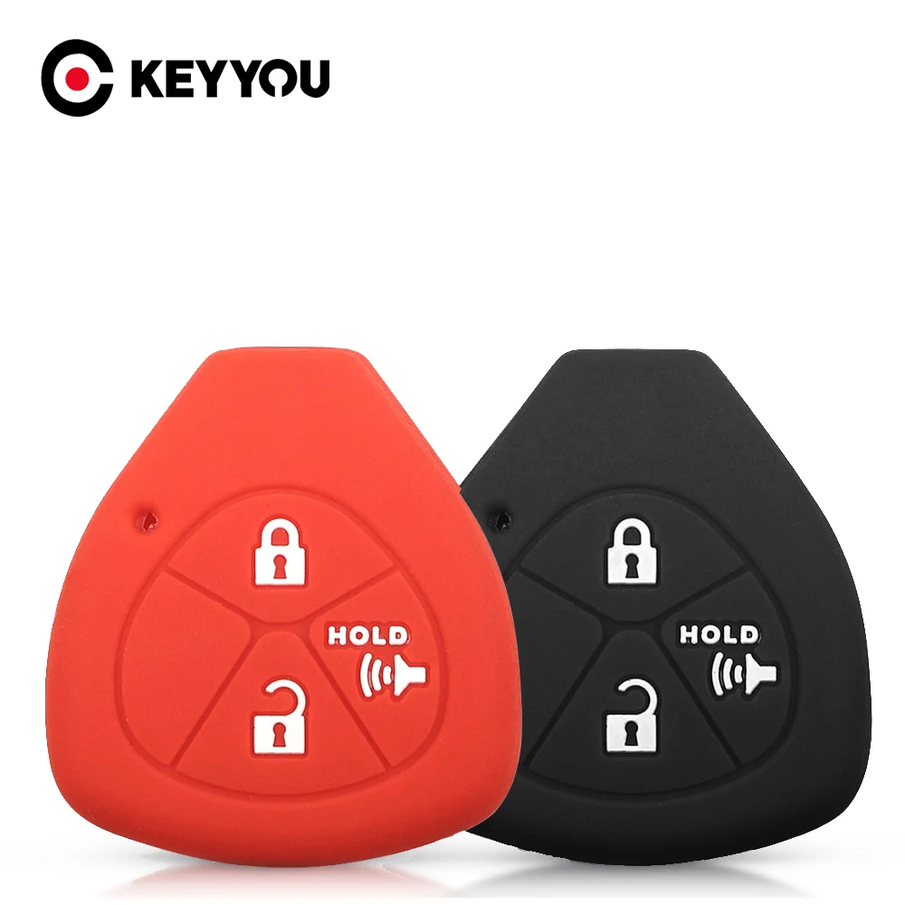 KEYYOU Silicone Car Key Case Cover 2/3/4 Button For Toyota Auris HiLux Corolla Fortuner Prado Verso Camry Yaris Vitz Vios Ractis