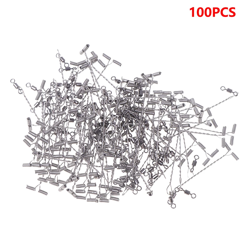 100PCS Balance Hook Arms Tracking Lead Arm Connectors Rotating Fishing Rigs T-shaped Anti Winding Steel Wire Balance Ropes