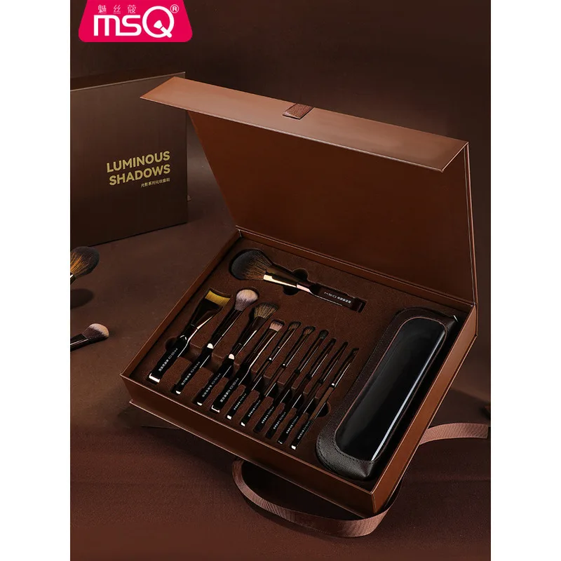 Msq meisika 11-piece Light And Shadow Makeup Brush Set, Foundation Blush Concealer Eyeshadow Brush, Gift Box Set