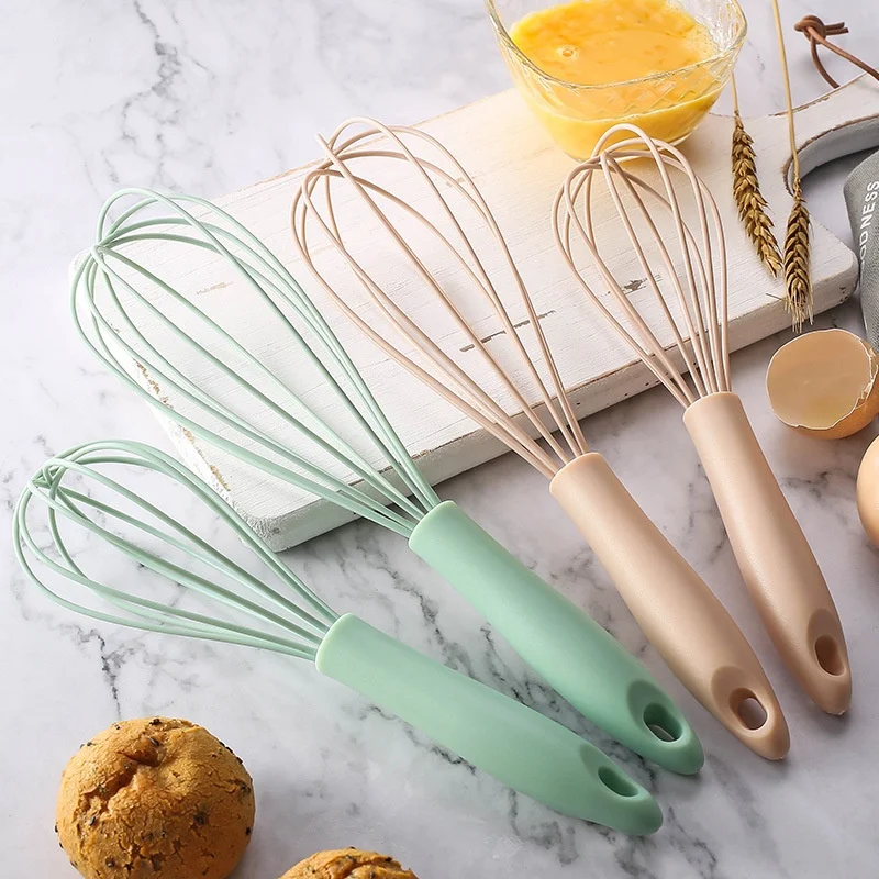 Household Kitchen Supplies Manual Egg Beater Silicone Handheld High Quality Stainless Steel Wire  Hig Temperature Resistant