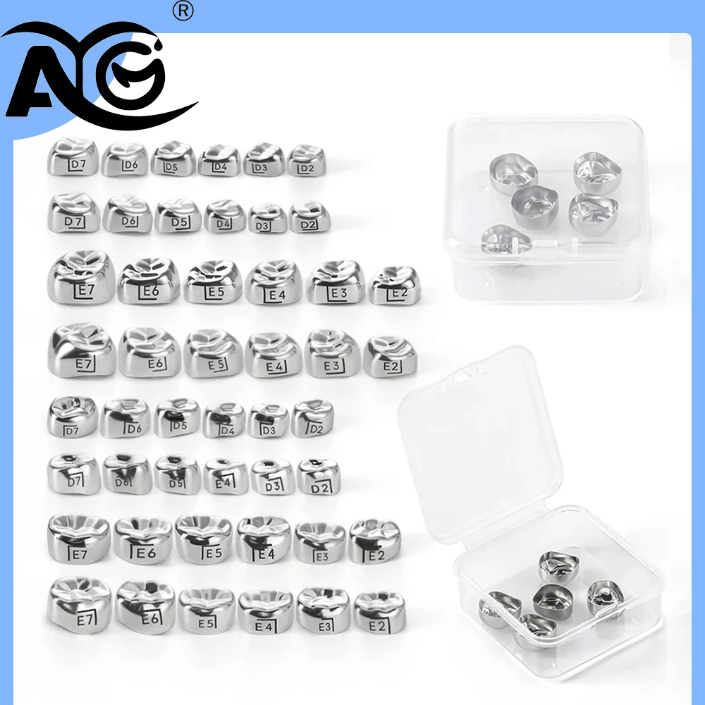 AG 48 Position Dental Temporary Crowns 5pcs/box Stainless Steel Pedo Molar Crown Refill Kit For Kids 1st 2nd Preformed Dentistry