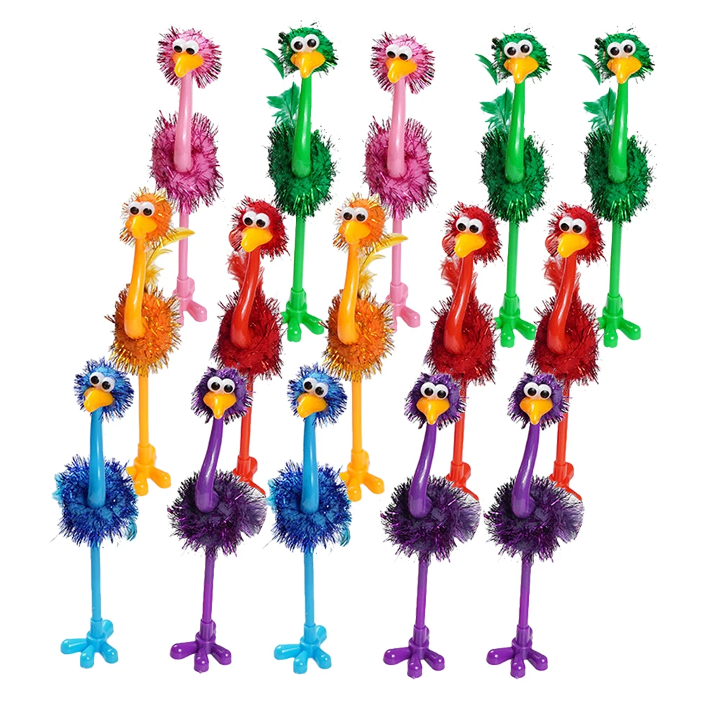 

24pcs Kawaii Cartoon Ostrich Shape Ballpoint Pen Ink Creative colorful Feather Pen For Student Office Writing Stationery Supply