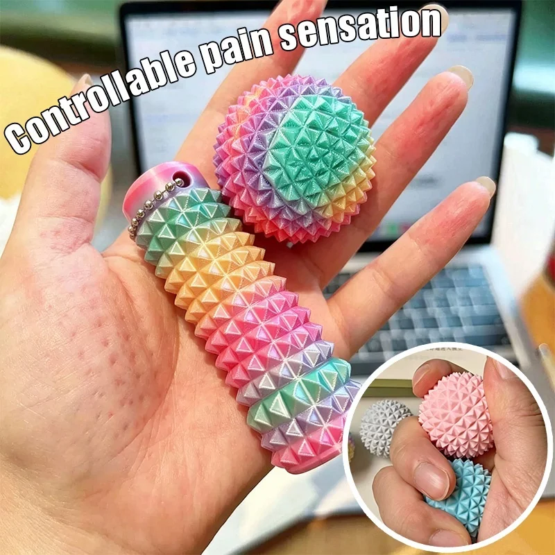 Multi-Thorn Ball Fidget Reduce Stress Roller Spiky Fidget Keychain 3D Printed Light Pain Sensation Hand Massage Sensory Toys