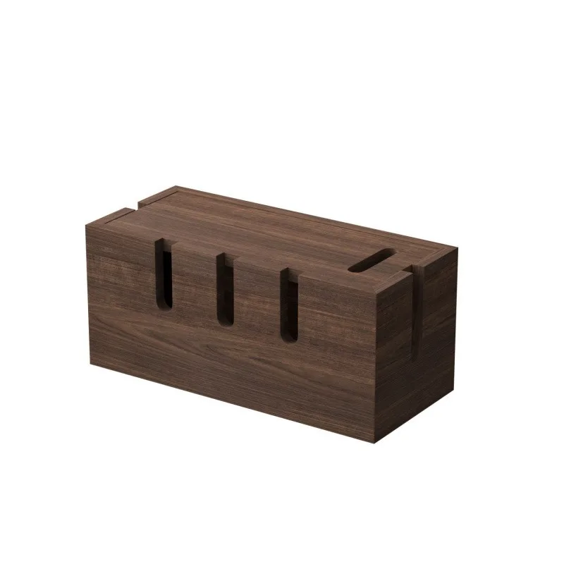Solid wood wire plug-in row storage box, power strip socket, power cord desktop