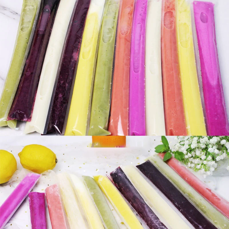 20/60Pc Disposable Ice Popsicle Mold Bags Bpa Free Freezer Tube with Zip Seals Yogurt Ice Cream Sticks Juice Fruit Smoothies Bag