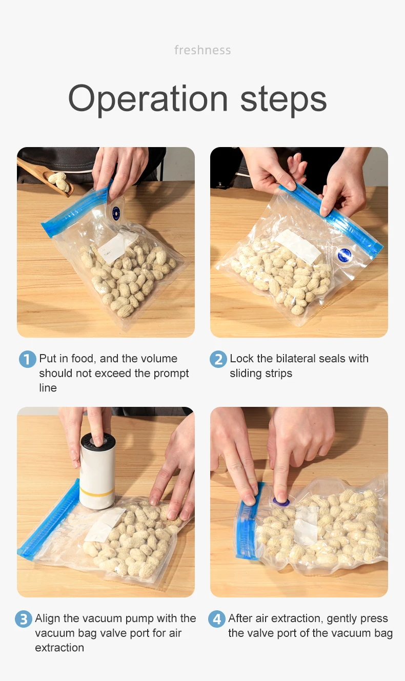 Bomba selladora al vacío eléctrica de mano, bolsas Sous Vide recargables por USB sin BPA, juego de bolsas reutilizables con cremallera para almacenamiento de alimentos, 5 uds.