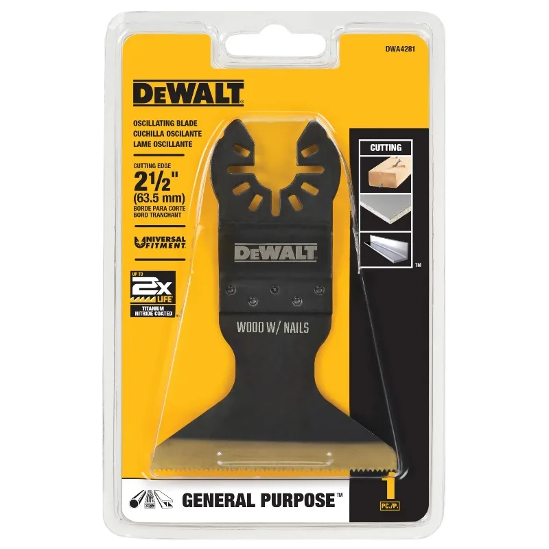 DEWALT Original DWA4281 65.8mm Bi-Metal Oscillating Blade 20 TPI for Wood with Nails & Metal Cutting, Universal Fitment
