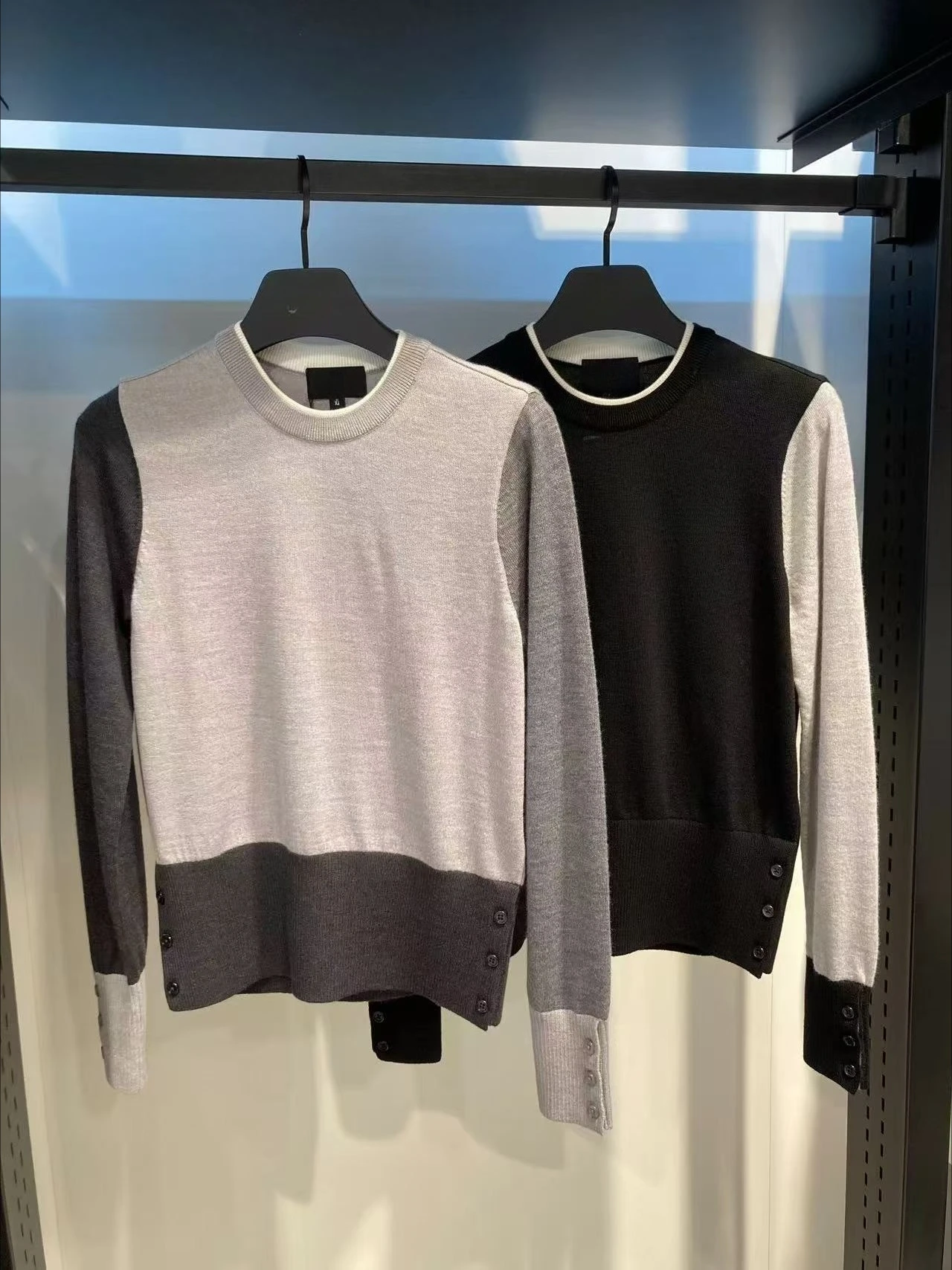 2026 Autumn Winter Golf Sweater Color Block Crew Neck Pullover Long Sleeve Knitted Top Casual Golfwear