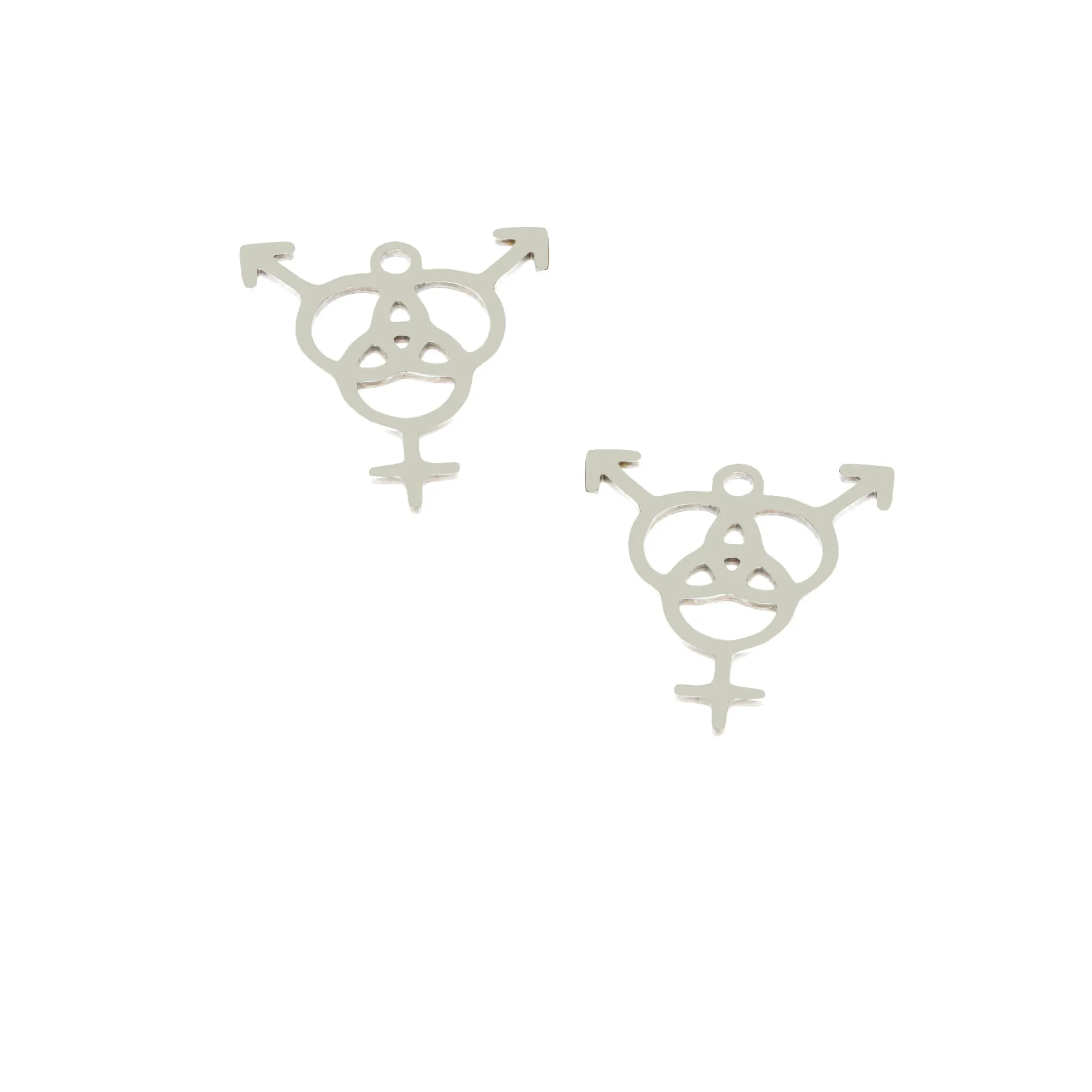 5Pieces/lot Bisexual Threesome Special Charm LGBTQ Two man One Woman Steel Pendant for Diy Necklace Jewelry Making 28*23mm