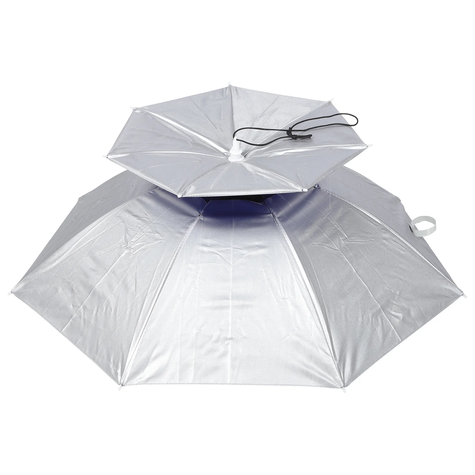 

Foldable Double-Layer Uv Protection Umbrella Cap Elastic Adjustable Strap Rain Sun Head Umbrella for Hiking Camping Outdoor Use