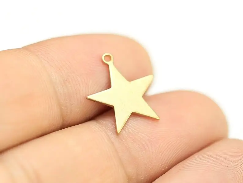 

50pcs Brass Star Charm, Earring Accessories, 16x15x0.8mm, Small Earring Charms, Brass Findings for Jewelry Making - R1750