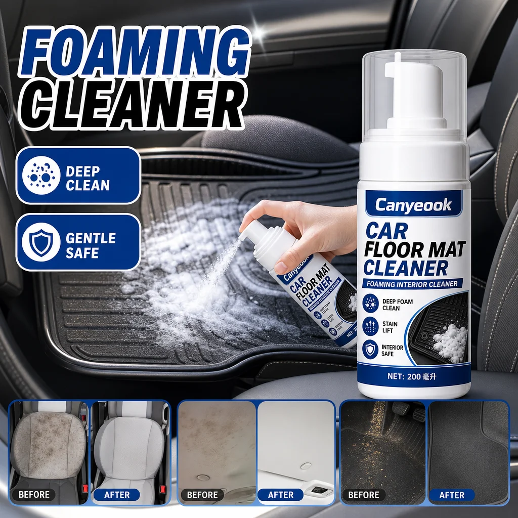 CANYEOOK 200ml Interior Foam Cleaner - Deep Clean Grease Mud Coffee Stains Eliminate Smell Safe for Fabric Leather Plastic