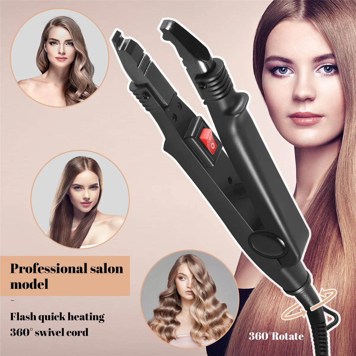 Ferramentas De Ligação De Queratina De Ferro De Extensão De Cabelo, máquina De Conector De Calor De Fusão De Cabelo, Conector De Calor De Fusão De Temperatura, plugue Preto EUA