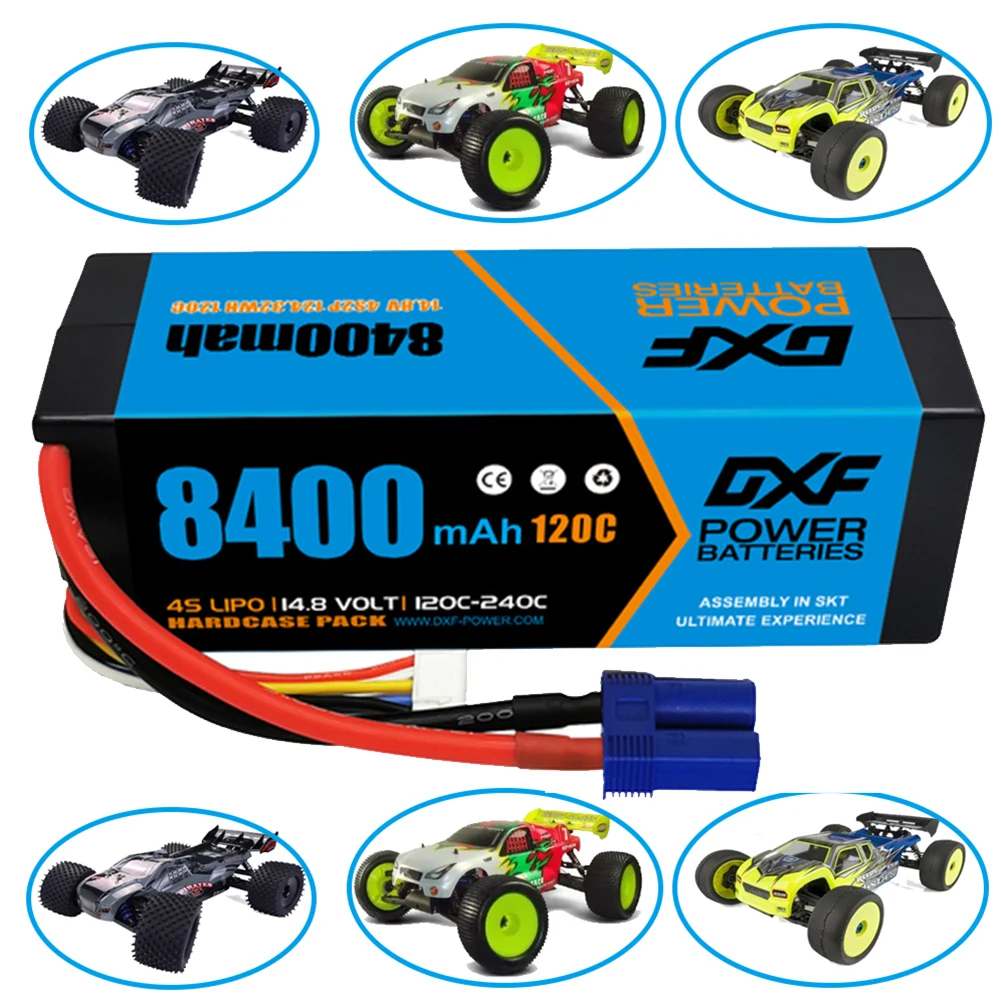 Batteria DXF 4S Lipo 14.8V 120C 8400mAh batteria Lipo con batteria rigida con spina EC5 per RC Car Boat Truck Airplane UAV RACING