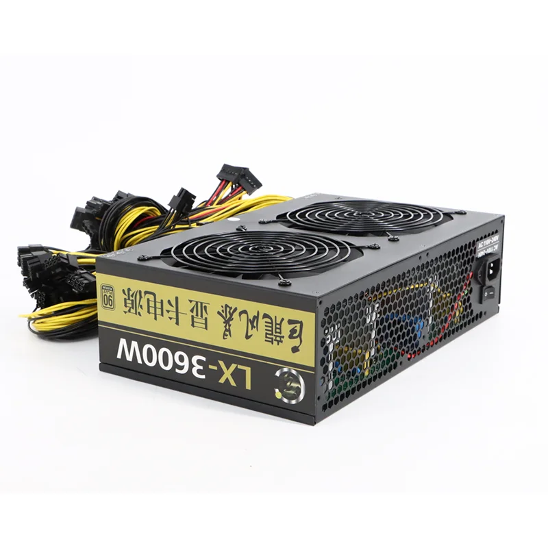 Server 3600W ATX 12V Computer Power Supply 14cm Cooling Fan Full Modular PSU For 8 12 GPU PC