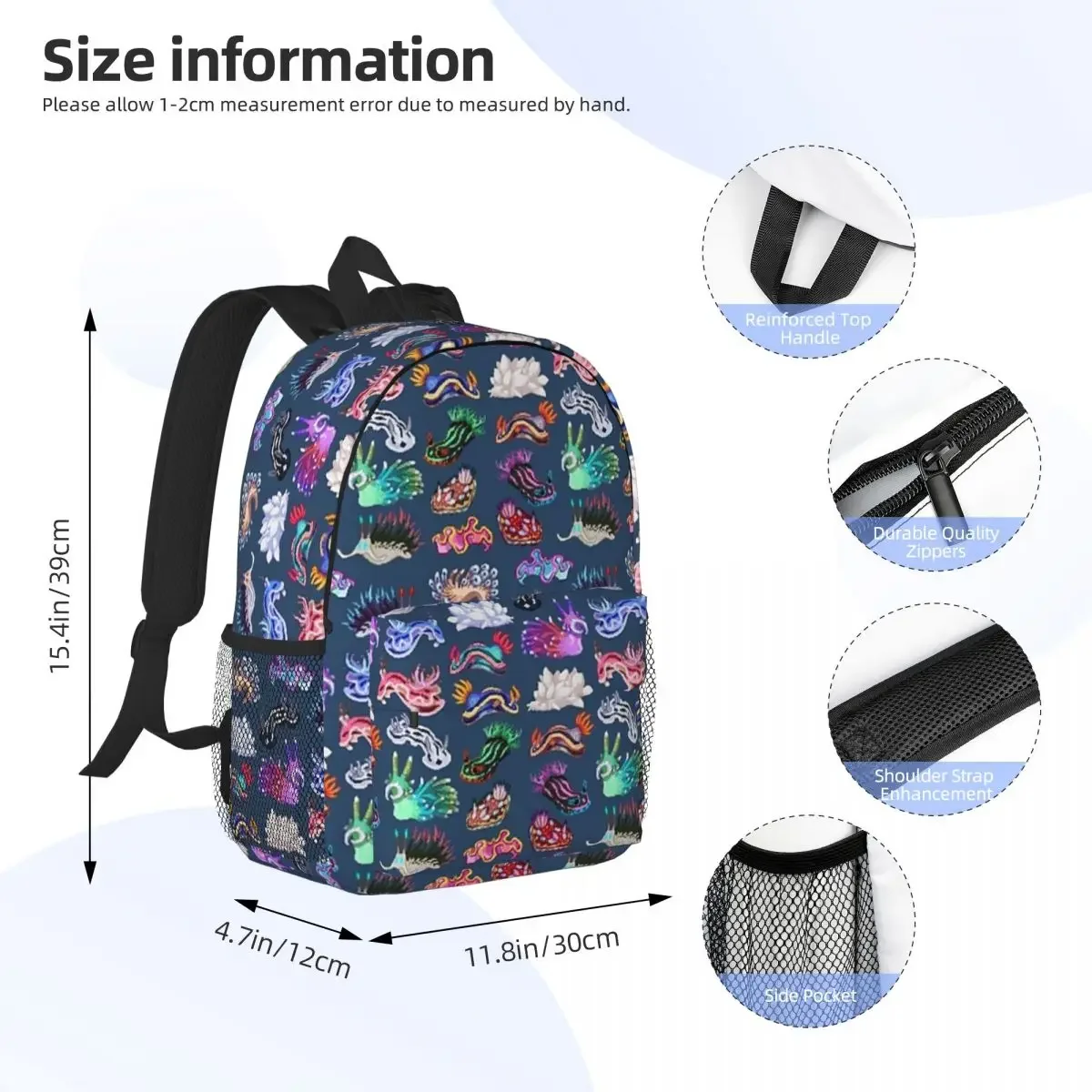 Nudibranch Backpacks Boys Girls Bookbag Fashion Children School Bags Travel Rucksack Shoulder Bag Large Capacity