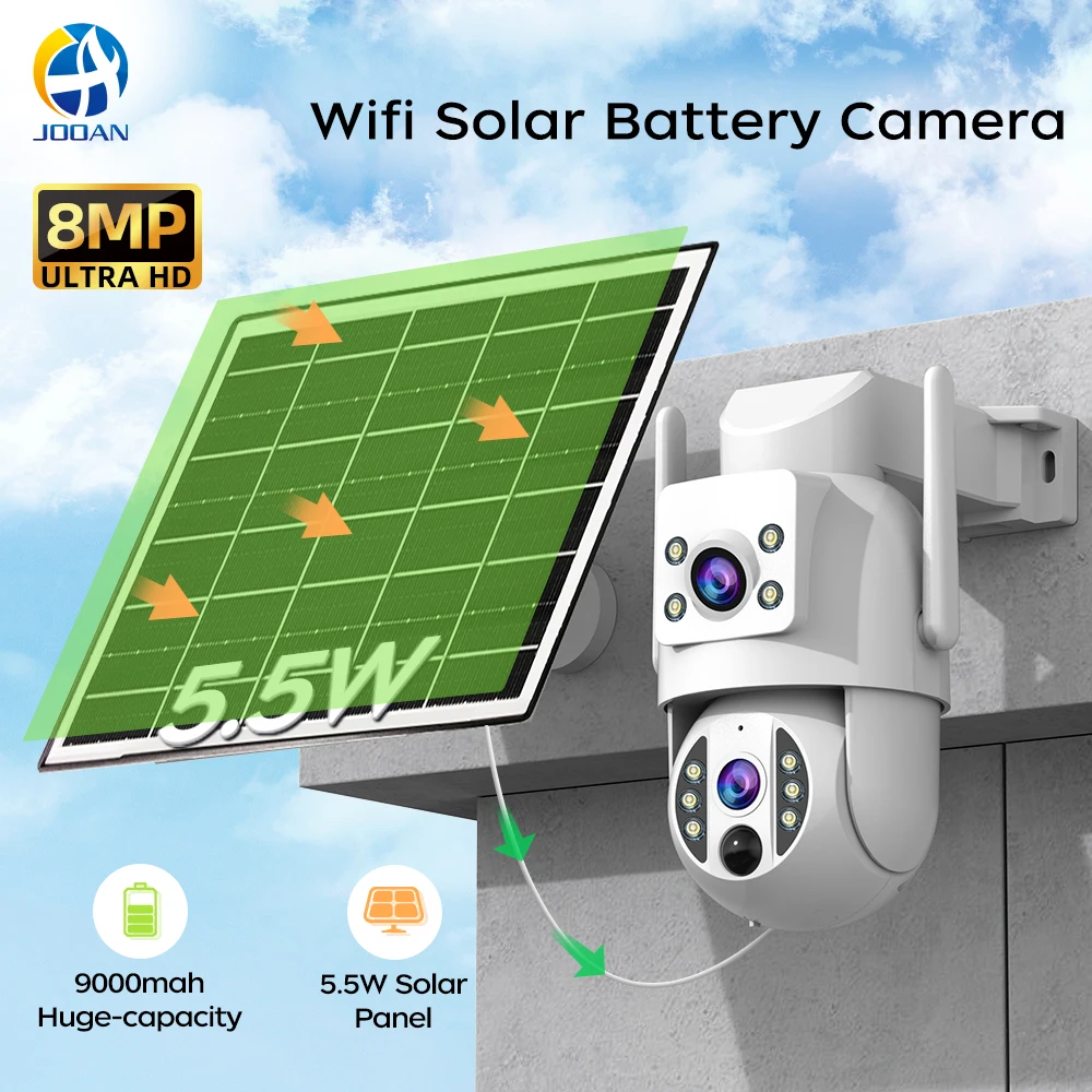 �y�Z�[�����zJOOAN 8MP 4K WiFi �\�[���[�J�������O CCTV �Ď��J�����\�[���[�p�l���t���f���A�������Y PTZ IP �J���Z�L�����e�B�ی�