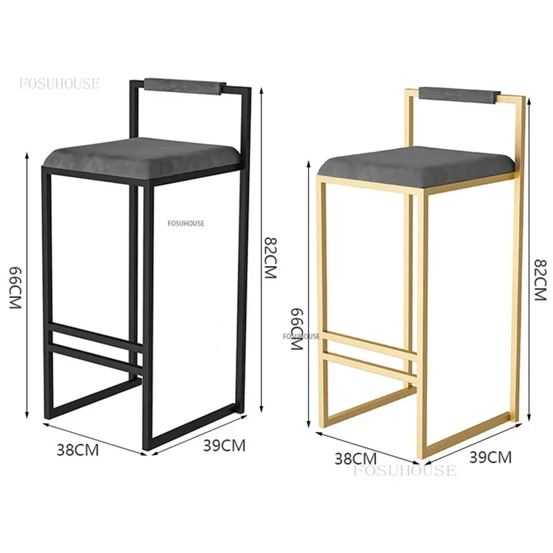 Nordic Bar Stool Chair Kitchen Island Modern High Feet Bar Chair Home Furniture Backrest Restaurant Bar Chairs B