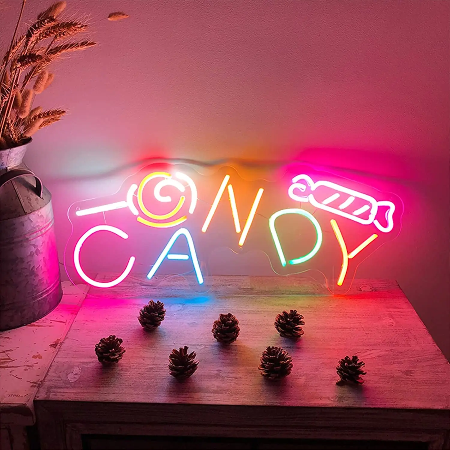 Shop Halloween Decorations Lights LED Neon Sign Candy Lollipop Light Store Room Wall Decor Halloween Party Fun Atmosphere lamp