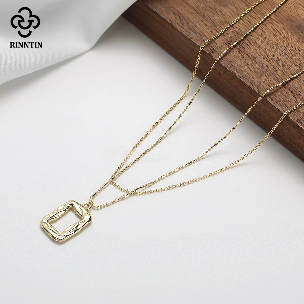 

Rinntin Pure 925 Sterling Silver Long Chain Necklace for Women Double Layered Necklace Pendant Choker Fashion Jewelry Gift BQN19