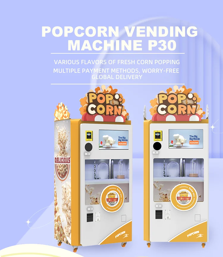 Exclusive Sales Source Manufacturer Automatic Popcorn Machine Vending Machine Professional Food Manufacturing 7 Flavours