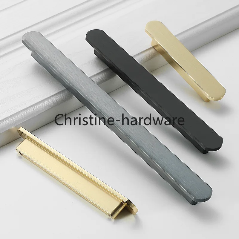 Nordic furniture cabinet door wardrobe hardware door handle shoe cabinet drawer extended handle black gray gold brushed solid