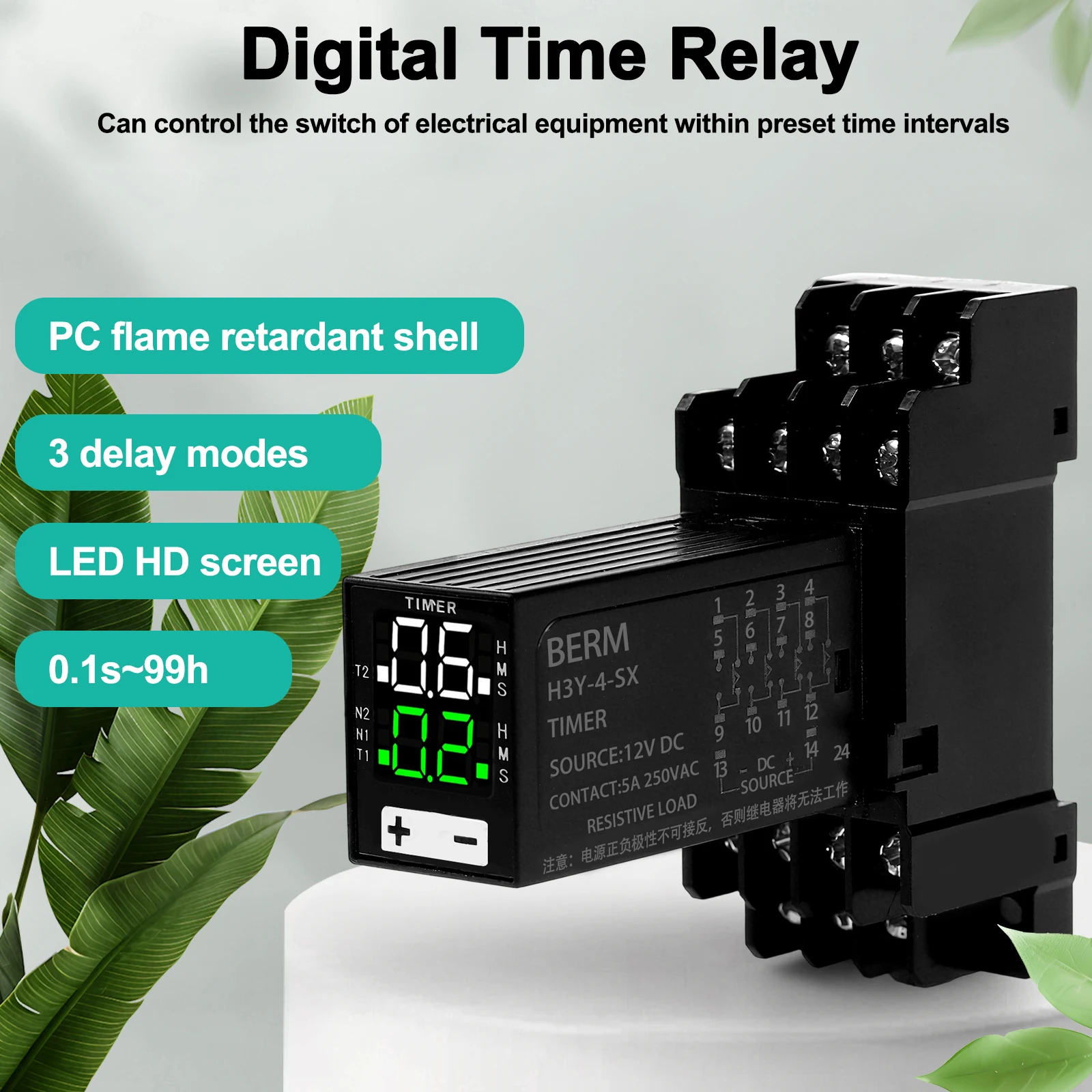 Digital Display Time Relay, 8/14 Pin LCD Relay, Time Control, Digital Delay, Electric Equipment Accessory, 12V DC, 8 X 6 X 3 Cm