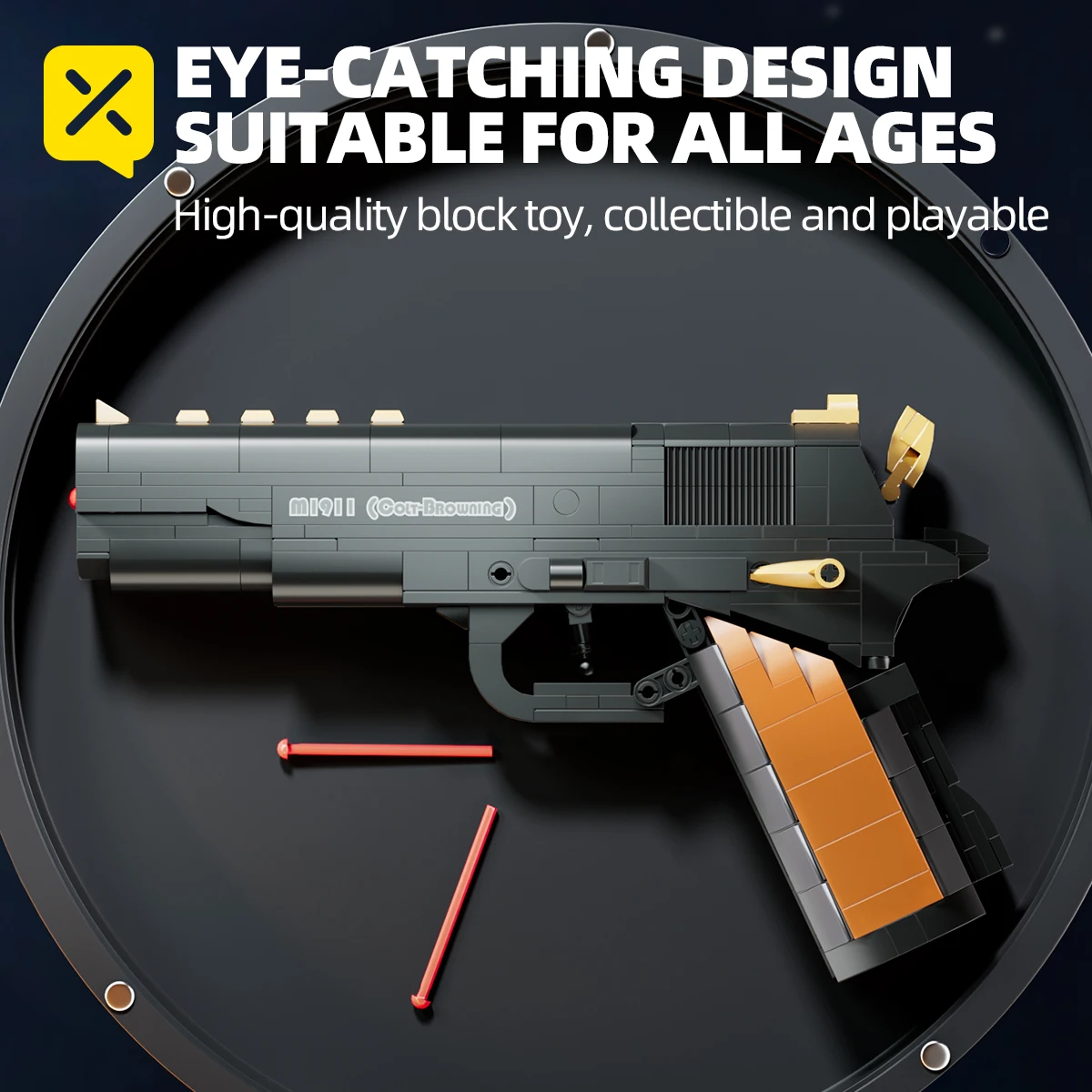 

Finger Rock Gun Building Sets 375PCS 1:1 Simulation Toys Desert Eagle Pistol Model Building Blocks Kit for Adults Kids