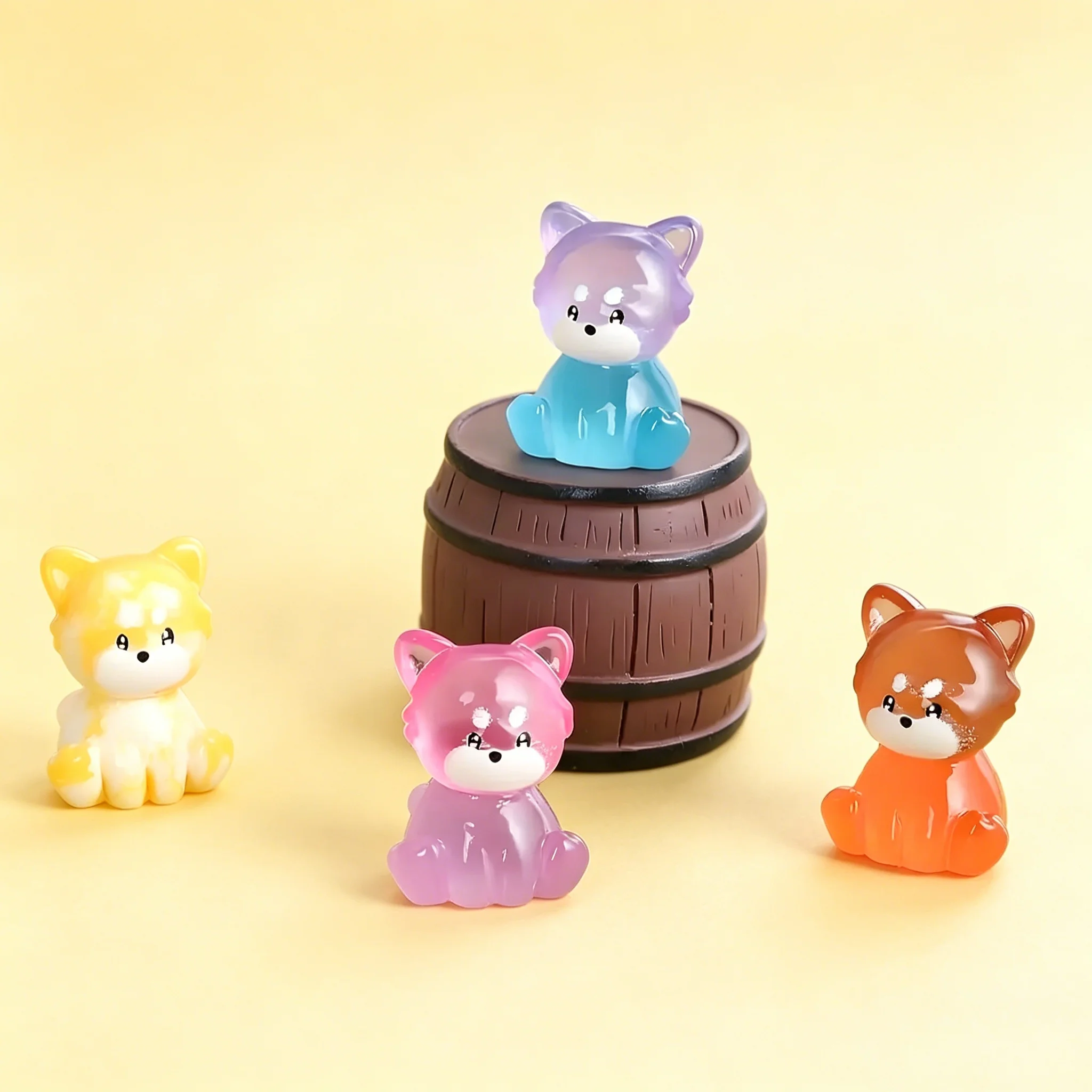 10Pcs Glow In Dark Resin Raccoon Figurines, Mini Colorful Animal Ornaments for Potted Plant & DIY Decor