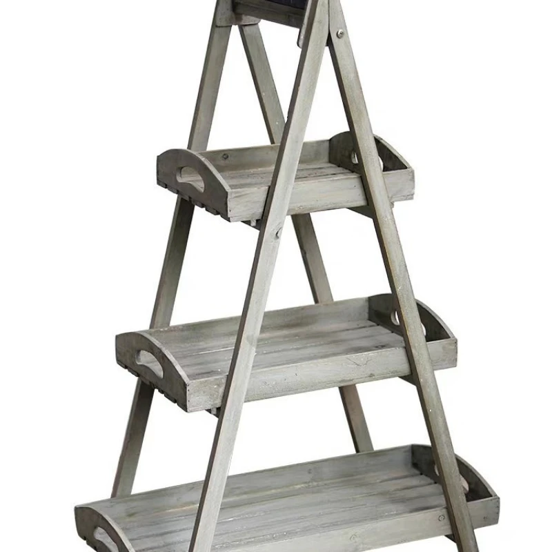 

Solid wood flower stand, multi-layer storage rack, balcony living room indoor floor-to-ceiling flower pot stand, flower shop