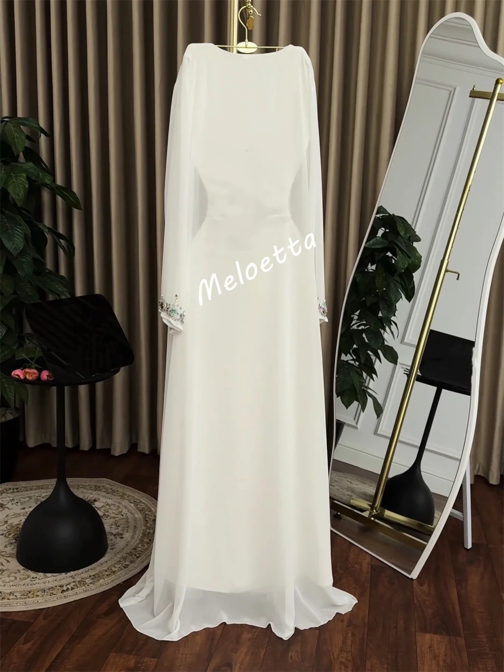 Personalizado glitter beading mangas compridas trompete vestidos longos clássico feminino vestidos de noite sob medida ocasião elegante festa casamento