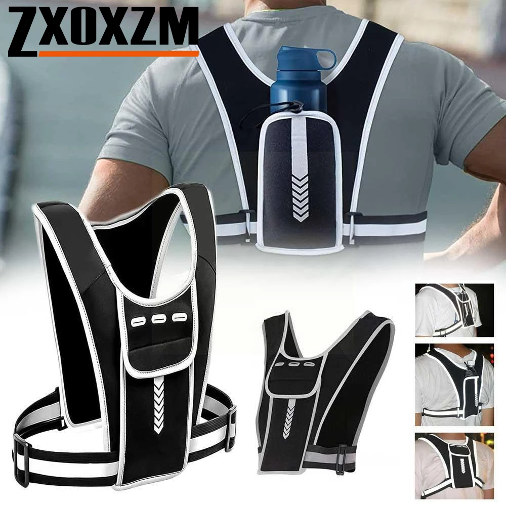1Pc Breathable Mesh Reflective Running Vest, Waterproof Cell Phone & Key Pouch, Suitable for Cycling, Mountain Climbing, Fitness