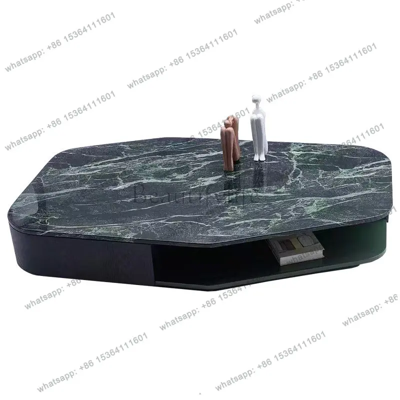 

Italian minimalist mica green marble coffee table living room home high-end modern light luxury special-shaped tea table