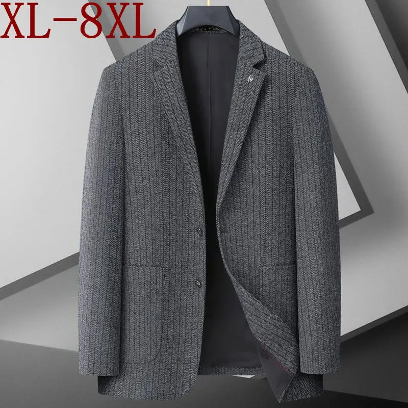 8XL 7XL 6XL 2023 New Fall Winter High End Luxury Wool Blazer For Men Business Loose Mens Suits Jacket Thick Warm Male Blazers