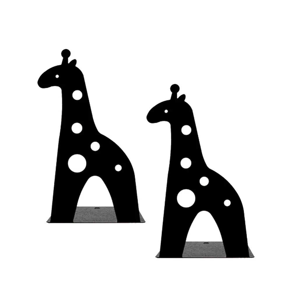 

2 Pcs Giraffe Book Stand Cartoon Animal Bookend Ends Black Desk Accessories Tidy Classroom Decor