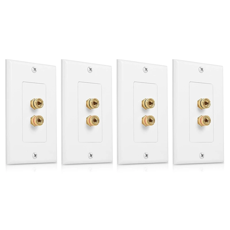 4X 2 Posts Speaker Wall Plate Home Theater Wall Plate Audio Panel For 1 Speakers