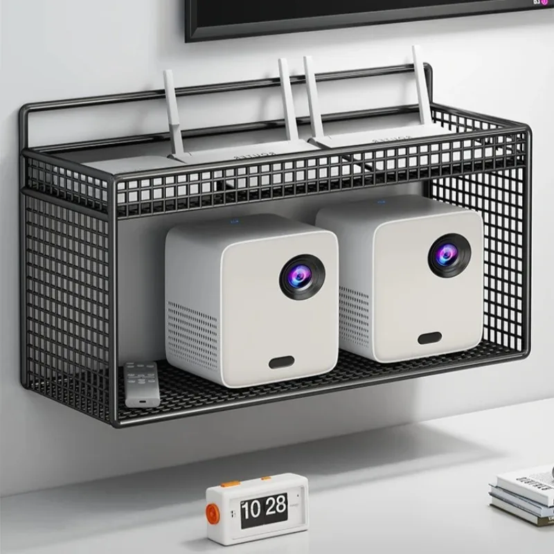 

Wall-Mounted Power Strip Holder, WiFi Router Organizer Rack, Set-Top Box Storage Shelf, No-Nail Cable Management Box