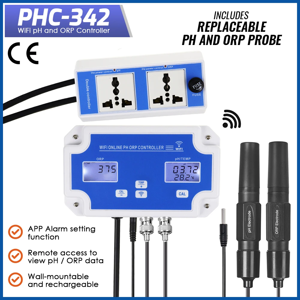 testador de qualidade da agua digital 3 em1 medidor de ph orp controlador temp sonda bnc para hidroponia aquicultura lagoa piscina sonde 01