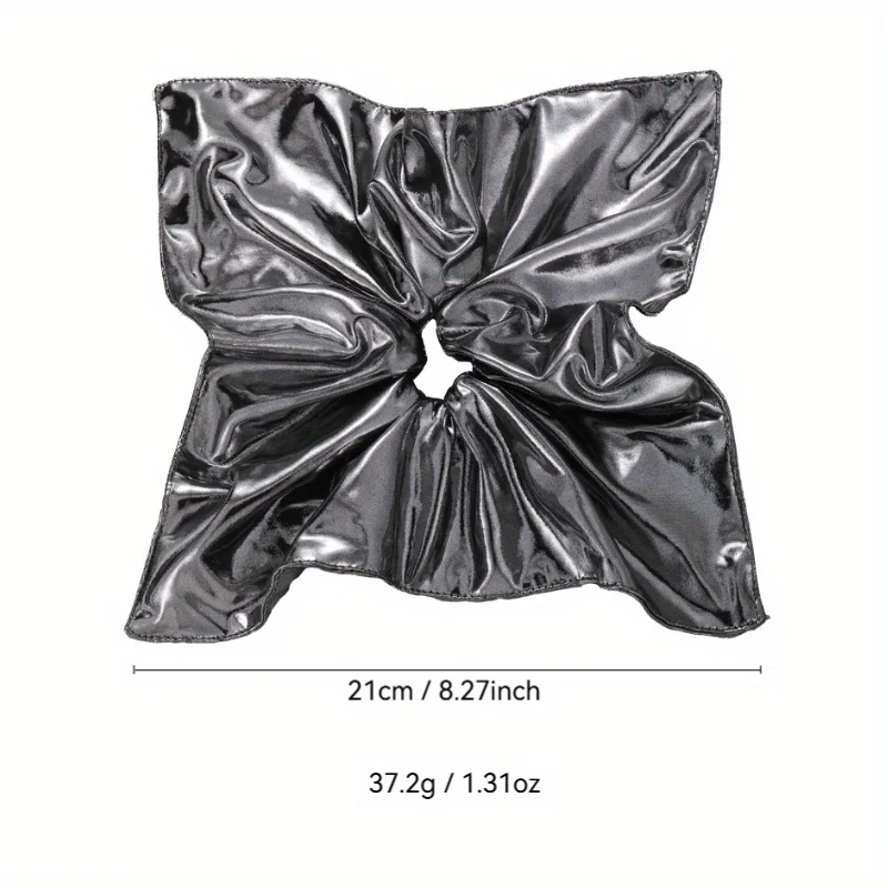 Premium Silver Leather-Look Hair Tie for Women Stylish and Elegant Hair Band for Ponytails High-Elasticity Hair Tie