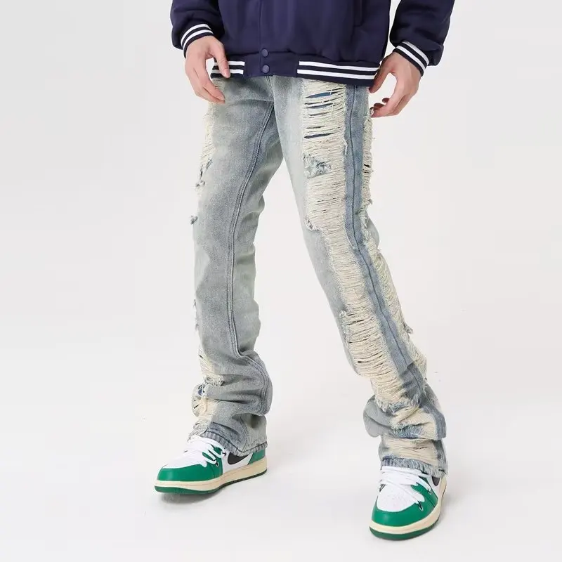 2023 Ropa Grunge Y2K Streetwear Hole Ripped Baggy Jeans Pants Men Clothing Straight Hip Hop Gothic Denim Trousers Pantalon Homme