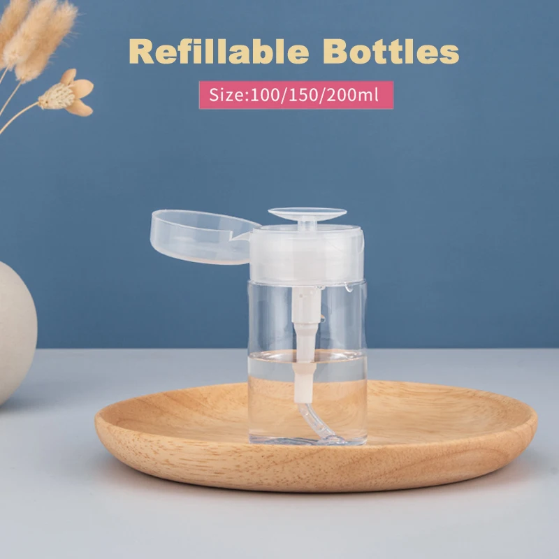 Refillable Bottles Push-type Bottling Push Down Empty Pump Dispenser Bottle For Nail Polish and Makeup Remover Bottle Packaging