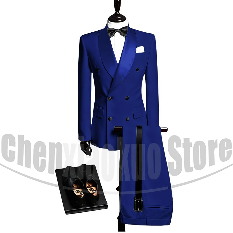 Slim Fit Nam Phù Hợp Với Đôi Đen Chính Thức Cưới Chú Rể Tuxedos 2 Mảnh Kinh Doanh Thời Trang Nam Bộ Áo Khoác quần